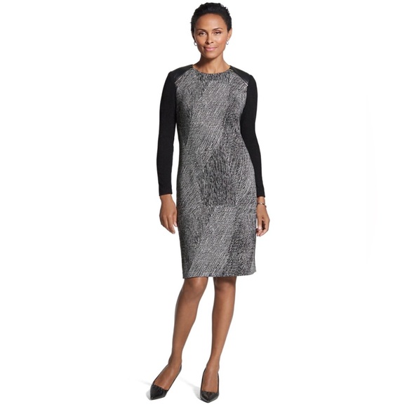Chicos black and white amber dress long sleeve size 1X - Picture 1 of 11